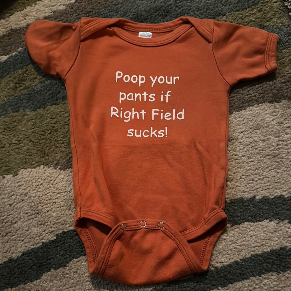 Burnt Orange Kids One Piece UT longhorns Texas baseball 6-12 mo